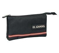 Safta EL Ganso Basics - Portatodo Triple, Estuche Infantil, Estuche Niño, Ideal para Niños en Edad Escolar, Cómodo y Versátil, Calidad y Resistencia, 22x3x12 cm, Color Negro