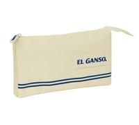 Safta EL Ganso Basics - Portatodo Triple, Estuche Infantil, Estuche Niño, Ideal para Niños en Edad Escolar, Cómodo y Versátil, Calidad y Resistencia, 22x3x12 cm, Color Arena