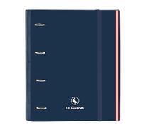 Safta EL GANSO CLASSIC - Carpeta 4 Anillas de 35 cm con 100 Hojas A4, Ideal para Niños de Diferentes Edades, Cómoda y Versátil, Calidad y Resistencia, 27x3.5x32 cm, Color Azul Marino