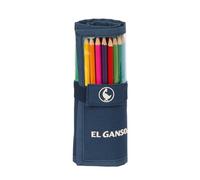 Safta EL Ganso Classic - Estuche Enrollable Útiles Incluidos, Estuche Infantil, Estuche Niño, Ideal para Niños de 5 a 14 Años, Cómodo y Versátil, Calidad y Resistencia, 7x20 cm, Color Azul Marino