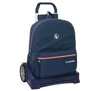 Safta EL GANSO CLASSIC - Mochila, Espalda Ergonómica, con Carro Evolution, Ideal para Niños de Diferentes Edades, Cómoda y Versátil, Calidad y Resistencia, 32x14x43 cm, Color Azul Marino