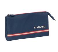 Safta EL Ganso Classic - Portatodo Triple, Estuche Infantil, Estuche Niño, Ideal para Niños en Edad Escolar, Cómodo y Versátil, Calidad y Resistencia, 22x3x12 cm, Color Azul Marino