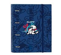 Safta EL NIÑO PARADISE - Carpeta 4 Anillas de 35 cm con 100 Hojas A4, Ideal para Niños de Diferentes Edades, Cómoda y Versátil, Calidad y Resistencia, 27x3.5x32 cm, Color Azul Marino