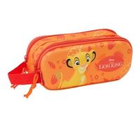 SAFTA EL Rey Leon 3D - Portatodo Doble 3D, Estuche Infantil, Estuche Niño, Ideal para Niños en Edad Escolar, Cómodo y Versátil, Calidad y Resistencia, 21x6x8 cm, Color Naranja