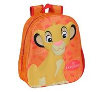 Safta EL REY LEON - Mochila Escolar, con Diseño 3D, Adaptable a Carro, Ideal para Niños de Diferentes Edades, Cómoda y Versátil, Calidad y Resistencia, 27x10x33 cm, Color Naranja
