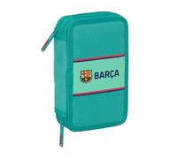 Safta | Estuche Escolar 2 Compartimentos FC Barcelona 12,5x4x19,5 cm | Tejido poliéster con costuras rematadas, plumier o portatodo doble, ideal para el colegio, licencia oficial FC Barcelona
