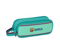 Safta | Estuche Escolar 2 Compartimentos Portatodo FC Barcelona 21x6x8 cm | Tejido poliéster con costuras rematadas, portatodo doble o plumier de dos cremalleras, licencia oficial FC Barcelona