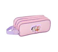 Safta | Estuche Escolar 3 Compartimentos K-Pop Demon Hunters 21x7x8,5 cm | Poliéster resistente, estuche para el colegio, vuelta al cole, licencia oficial K-Pop Demon Hunters Chibi