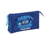 Safta | Estuche Escolar 3 Compartimentos K-Pop Demon Hunters Derpy Plumier | Poliéster resistente, primaria e instituto, vuelta al cole, licencia oficial K-Pop Demon Hunters Derpy
