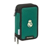 Safta | Estuche Escolar 3 Compartimentos Real Madrid 12,5x5,5x19,5 cm | Tejido poliéster con costuras rematadas, ideal para el colegio, licencia oficial Real Madrid 2ª Equipación 26/27