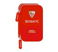 Safta, Estuche Escolar con 28 Útiles Incluidos de Sevilla FC, 125x40x195 mm Unisex niños, Roja, Estándar