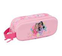 Safta | Estuche Escolar Doble 3D Barbie, Portatodo Escolar Infantil con Dos Compartimentos y Cremalleras, Asa Lateral de Mano, Medidas 21x6x8 cm, Estuche Escolar 2 Compartimentos