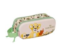 Safta - Estuche Escolar Doble 3D Disney El Rey León, Portatodo Escolar Infantil con Dos Compartimentos Separados, Doble Cremallera, Asa Lateral de Mano, Medidas 21x6x8 cm