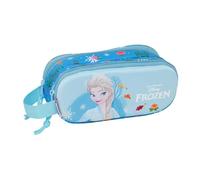 Safta | Estuche Escolar Doble 3D Disney Frozen, Organizador Escolar Infantil con Dos Compartimentos Separados y Cremalleras, Asa Lateral de Mano, Medidas 21x6x8 cm, Portatodo 2 Compartimentos