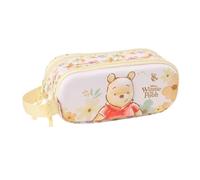 Safta | Estuche Escolar Doble 3D Disney Winnie The Pooh, Portatodo Escolar Infantil con Dos Compartimentos Separados y Cremalleras, Asa Lateral de Mano, Medidas 21x6x8 cm