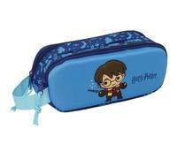 Safta | Estuche Escolar Doble 3D Harry Potter, Portatodo Escolar Infantil con Dos Compartimentos Separados y Cremalleras, Asa Lateral de Mano, Medidas 21x6x8 cm, Estuche Escolar 2 Compartimentos