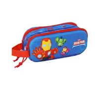 Safta | Estuche Escolar Doble 3D Iron Man Marvel, Portatodo Escolar Infantil con Dos Compartimentos y Cremalleras, Asa Lateral, Medidas 21x6x8 cm, Estuche Escolar 2 Compartimentos
