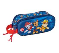 Safta | Estuche Escolar Doble 3D Paw Patrol, Portatodo Escolar Infantil con Dos Compartimentos y Cremalleras, Asa Lateral de Mano, Medidas 21x6x8 cm, Estuche Escolar 2 Compartimentos
