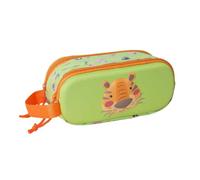 Safta | Estuche Escolar Doble 3D Tiger 3D, Portatodo Infantil con Dos Compartimentos Separados y Cremalleras, Asa Lateral de Mano, Medidas 21x6x8 cm