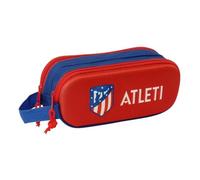 Safta | Estuche Escolar Doble Atlético de Madrid 3D, Portatodo Escolar Infantil y Juvenil con Dos Compartimentos Separados, Medidas 21x6x8 cm, Estuche Escolar 2 Compartimentos