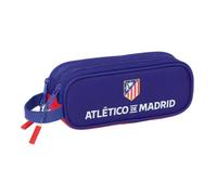 Safta | Estuche Escolar Doble Atlético de Madrid, Portatodo Escolar con 2 Compartimentos Independientes y Cremalleras, Asa Lateral de Mano, Medidas 21x6x8 cm, Estuche Escolar 2 Compartimentos