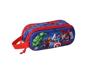 Safta | Estuche Escolar Doble Avengers 3D, Portatodo Escolar Infantil con Dos Compartimentos Separados y Cremalleras, Asa Lateral de Mano, Medidas 21x6x8 cm, Estuche Escolar 2 Compartimentos