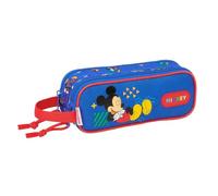 Safta | Estuche Escolar Doble Disney Mickey Mouse Today, Portatodo Infantil con 2 Compartimentos Separados y Cremalleras, Asa Lateral de Mano, Organizador Vuelta al Cole, Medidas 21x6x8 cm
