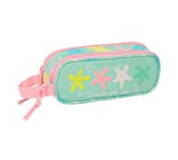 Safta | Estuche Escolar Doble Estrellas, Portatodo Organizador con 2 Compartimentos Separados y Cremalleras, Asa Lateral de Mano, Infantil y Juvenil, Vuelta al Cole, Medidas 21x6x8 cm