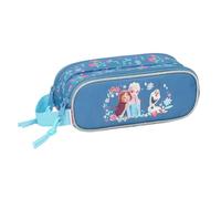 Safta | Estuche Escolar Doble Frozen Disney, Portatodo Escolar Infantil con Dos Compartimentos Separados y Cremalleras, Asa Lateral de Mano, Medidas 21x6x8 cm