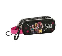 Safta - Estuche Escolar Doble K-Pop Demon Hunters Energy, Portatodo Escolar Infantil y Juvenil con Dos Compartimentos Separados, Doble Cremallera, Medidas 21x6x8 cm, Estuche Escolar 2 Compartimentos