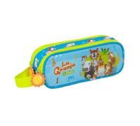 Safta | Estuche Escolar Doble La Granja de Zenón, Organizador Escolar Infantil con Dos Compartimentos Separados y Cremalleras, Asa Lateral, Medidas 21x6x8 cm, Portatodo 2 Compartimentos