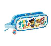 Safta | Estuche Escolar Doble Paw Patrol Pups Rule, Portatodo Escolar Infantil con Dos Compartimentos Separados y Cremalleras, Asa Lateral, Medidas 21x6x8 cm, Estuche Escolar 2 Compartimentos
