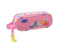 Safta | Estuche Escolar Doble Peppa Pig Baby Pig, Portatodo Infantil con 2 Compartimentos Separados, Cremalleras Dobles y Asa Lateral, Organizador Vuelta al Cole, Medidas 21x6x8 cm