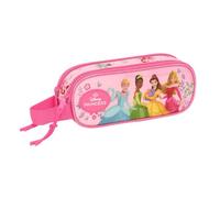 Safta | Estuche Escolar Doble Princesas Disney, Portatodo Escolar Infantil con Dos Compartimentos Separados y Cremalleras, Asa Lateral de Mano, Estuche Organizador Vuelta al Cole, Medidas 21x6x8 cm
