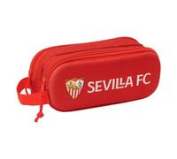 Safta | Estuche Escolar Doble Sevilla FC 3D, Portatodo Escolar Infantil y Juvenil con Dos Compartimentos Separados, Doble Cremallera, Asa Lateral de Mano, Medidas 21x6x8 cm