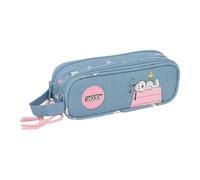 Safta | Estuche Escolar Doble Snoopy, Portatodo Infantil con 2 Compartimentos Separados y Cremalleras, Asa Lateral de Mano, Organizador para Vuelta al Cole, Medidas 21x6x8 cm