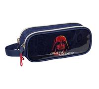 Safta | Estuche Escolar Doble Star Wars Darth Vader, Portatodo Escolar Juvenil con Dos Compartimentos Separados y Cremalleras, Asa Lateral de Mano, Medidas 21x6x8 cm, Estuche Escolar 2 Compartimentos