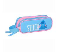 Safta | Estuche Escolar Doble Stitch Bright Disney, Portatodo Escolar Infantil con Dos Compartimentos Separados y Cremalleras, Asa de Mano Lateral, Medidas 21x6x8 cm, Estuche Escolar 2 Compartimentos