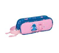 Safta | Estuche Escolar Doble Stitch Lilo, Portatodo Escolar Infantil con 2 Compartimentos Separados y Cremalleras, Asa de Mano Lateral, Medidas 21x6x8 cm, Estuche Escolar 2 Compartimentos