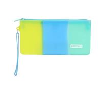 Safta | Estuche Escolar Plano Silicona Tricolor, Portatodo Escolar Juvenil con Compartimento Único y Cremallera, Fácil Limpieza, Organizador para Vuelta al Cole, Medidas 21x2x10,5 cm