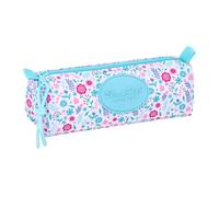 Safta | Estuche Escolar Rectangular Blackfit8 Cool, Portatodo Juvenil con 1 Compartimento y Cremallera, Organizador para Vuelta al Cole, Diseño Floral Rosa y Turquesa, Medidas 21x7x8 cm