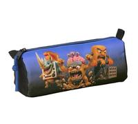 Safta - Estuche Escolar Rectangular Brainrot, Portatodo Infantil y Juvenil con 1 Compartimento y Cremallera, Tirador con Cordón, Diseño Azul y Negro con Ilustraciones, Medidas 21x7x8 cm