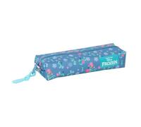 Safta | Estuche Escolar Rectangular Disney Frozen con Goma Elástica Trasera, 22 cm, Portatodo Infantil con 1 Compartimento y Cremallera, Acoplable a Cuaderno o Carpeta, Azul Floral, Medidas 22x7x4 cm
