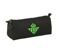 Safta | Estuche Escolar Rectangular Real Betis Balompié, Portatodo Infantil y Juvenil con 1 Compartimento y Cremallera, Organizador para Lápices y Bolígrafos, Negro con Logo Verde, Medidas 21x7x8 cm