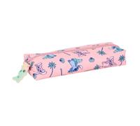 Safta | Estuche Escolar Rectangular Stitch Beach 22 cm, Portatodo Escolar con Cremallera y Goma Elástica Trasera para Acoplar a Cuaderno o Carpeta, Medidas 22x7x4 cm, Estuche Escolar