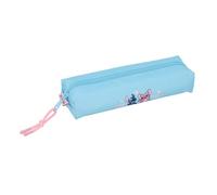 Safta | Estuche Escolar Rectangular Stitch Happy 22 cm, Portatodo Infantil con 1 Compartimento y Cremallera, Goma Elástica Trasera para Acoplar a Cuaderno o Carpeta, Azul y Rosa, Medidas 22x7x4 cm