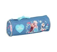 Safta | Estuche Escolar Redondo Disney Frozen, Portatodo Infantil con Cremallera y Tirador Fácil Apertura, Diseño Azul con Elsa, Anna y Olaf, Organizador para Lápices y Rotuladores, Medidas 20x7x7 cm