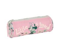Safta | Estuche Escolar Redondo Disney Minnie Mouse Minty, Portatodo Escolar Infantil Organizador, Cremallera con Tirador Fácil Apertura, Diseño Rosa y Menta con Flores, Medidas 20x7x7 cm