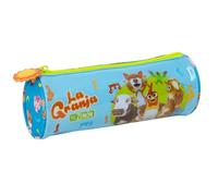 Safta | Estuche Escolar Redondo La Granja de Zenón, Portatodo Escolar Infantil Cilíndrico con Cremallera y Tirador Fácil Apertura, Estampado Animales, Color Azul, Medidas 20x7x7 cm, Estuche Escolar