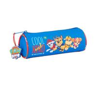 Safta | Estuche Escolar Redondo Patrulla Canina Cool, Organizador Escolar Infantil, Cremallera con Tirador Fácil Apertura, Diseño Cilíndrico Azul y Rojo con Personajes, Medidas 20x7x7 cm, Portatodo